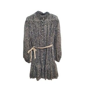 Dress With Rope Tie Belt Bell Sleeves With Liner MEDIUM